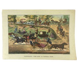 Travelers Calendar Page 16"x11" Currier & Ives January 1951 "Turns Out" In Park